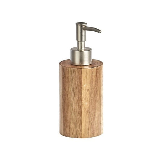 Dozator pentru sapun din lemn si plastic, Acacia Natural / Gri, Ø7xH17,5 cm