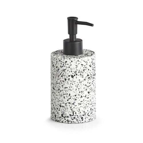 Dozator pentru sapun din polirasina, Terrazzo Alb / Negru, Ø7,6xH17 cm