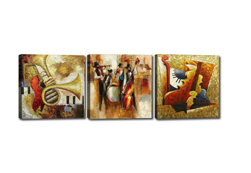 Tablou 3 piese Canvas Music Multicolor, 90 x 30 cm