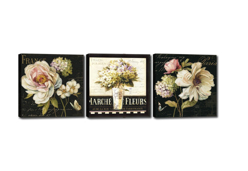 Tablou 3 piese Canvas Marche De Fleurs Multicolor, 90 x 30 cm