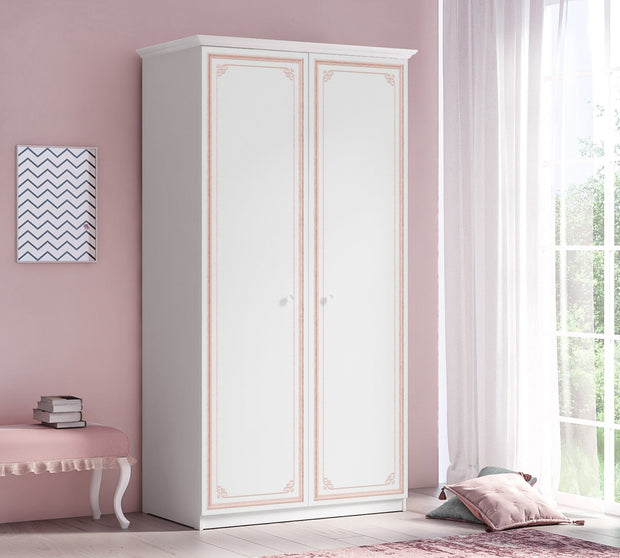 Cilek Dulap din pal cu 2 usi, pentru tineret Selena Pink Alb / Roz, l109xA61xH206 cm