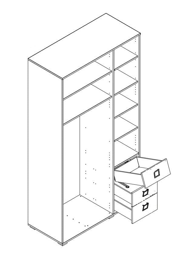 Jela Dulap din pal cu 3 usi si 3 sertare, pentru copii, Kiki G33 Small Fag, l126xA56xH198 cm