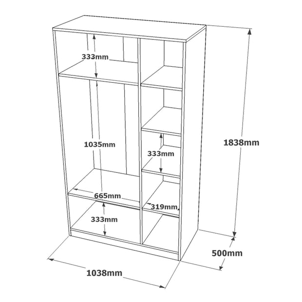 Dulap din pal, cu 3 usi si oglinda New Home Small HM1-CG Maro / Gri, l103,8xA50xH183,8 cm (6)