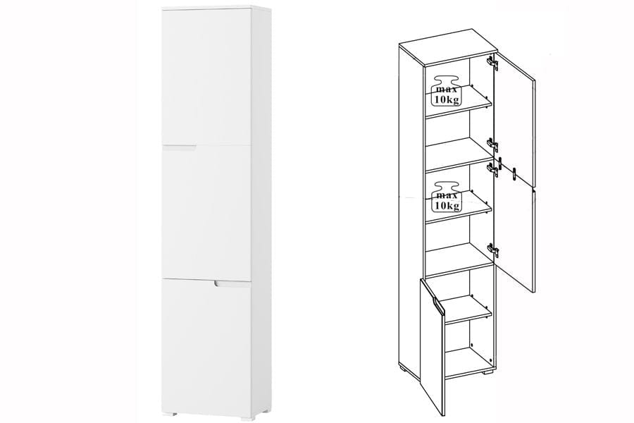 Dulap din pal si MDF cu 3 usi Big Gabrielle 13 Alb, l50xA35xH216 cm (5)