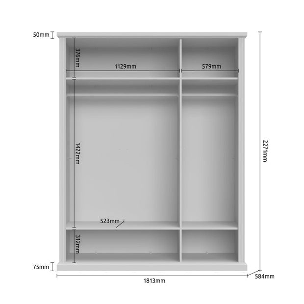 Dulap din pal si MDF, cu 3 usi, Tara Small P3/TA Grafit / Nuc Pacific, l181xA59xH227 cm (2)