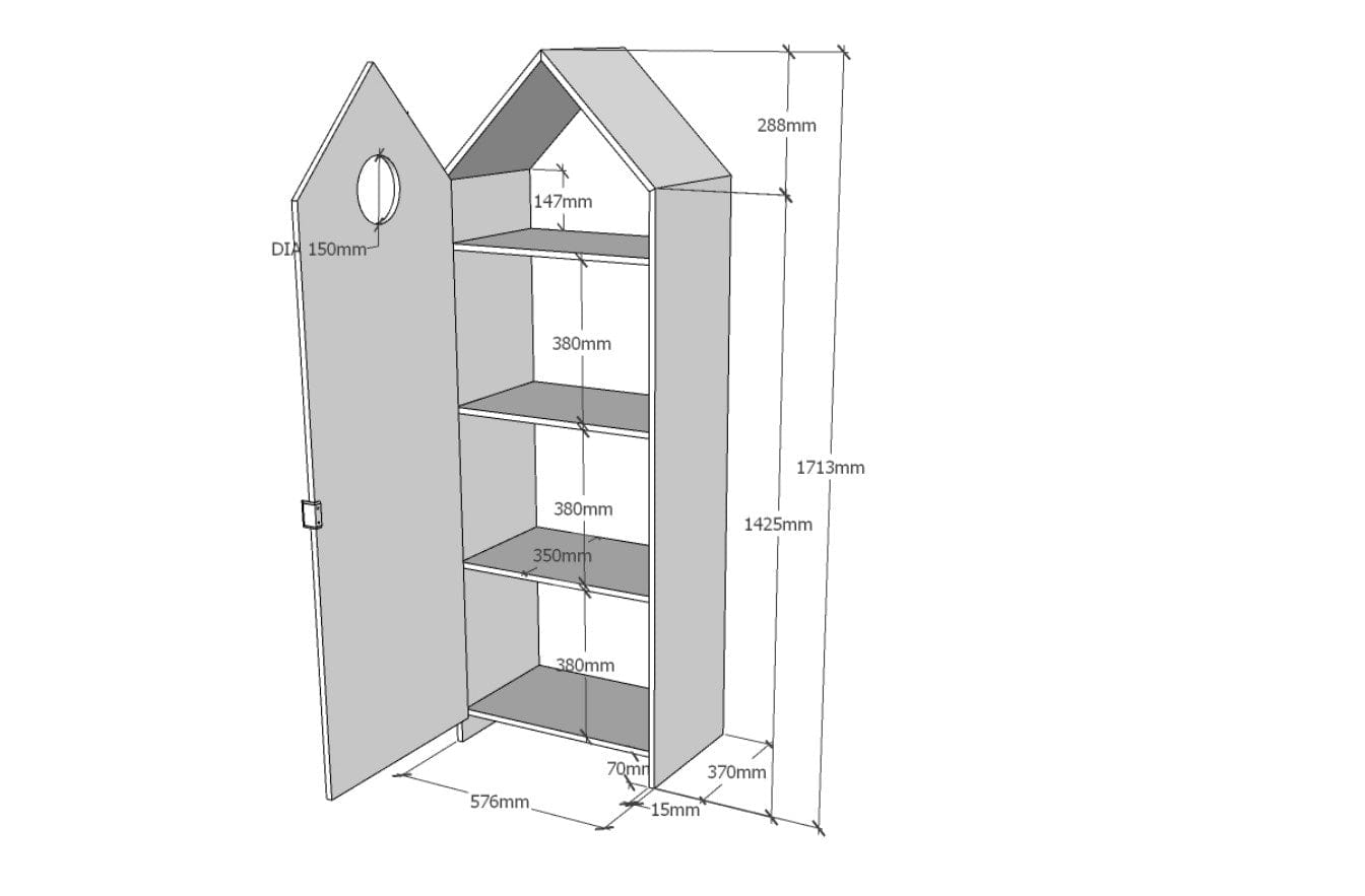 Dulap tip casuta din MDF, cu 1 usa pentru copii Casami Verde Mint / Alb, l57,6xA37xH171,3 cm (17)