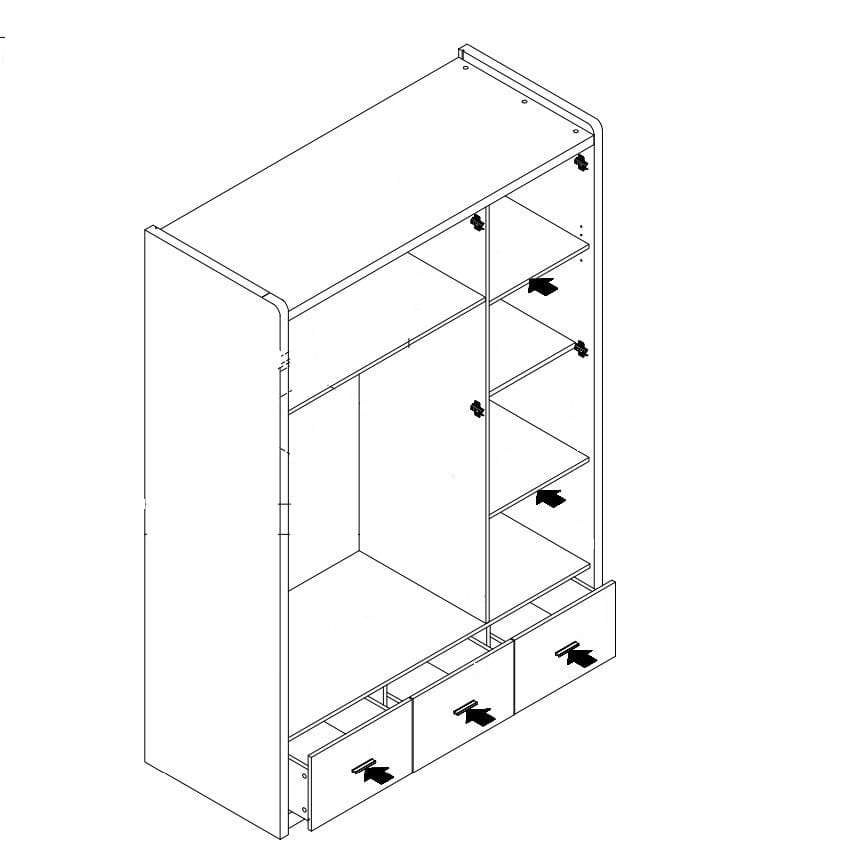 Dulap din pal si metal cu 3 usi si 3 sertare, pentru copii Bonny Alb / Gri, l140,5xA59xH202 cm (2)