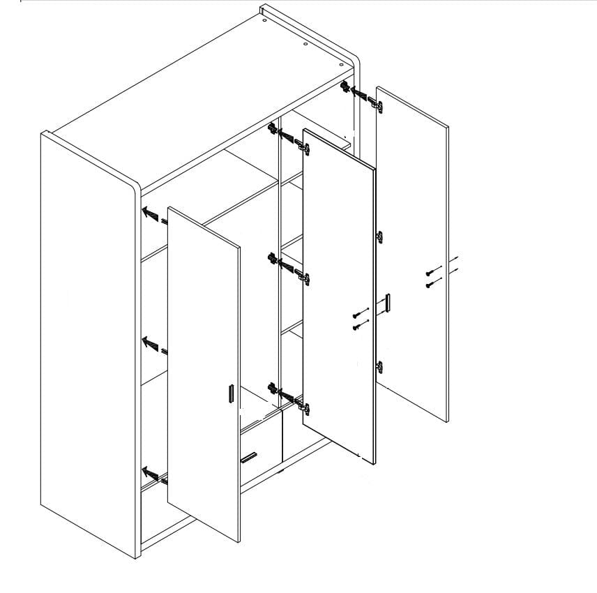 Dulap din pal si metal cu 3 usi si 3 sertare, pentru copii Bonny Alb / Gri, l140,5xA59xH202 cm (3)