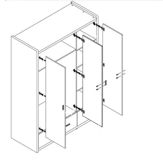 Dulap din pal si metal cu 3 usi si 3 sertare, pentru copii Bonny Alb / Gri, l140,5xA59xH202 cm (3)