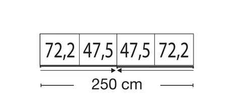 Dulap din pal si sticla, cu 2 usi glisante si sistem LED inclus, Split Grafit / Negru, l260xA67xH221 cm (1)