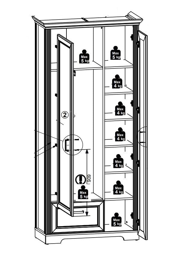 Dulap hol din MDF cu oglinda, 2 usi si 1 sertar, Jessie Bej deschis, l93xA41xH204 cm (3)