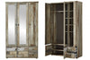 Dulap hol din pal cu oglinda, 5 usi si 2 sertare Bazna Natur / Gri inchis, l109xA40xH188 cm (4)