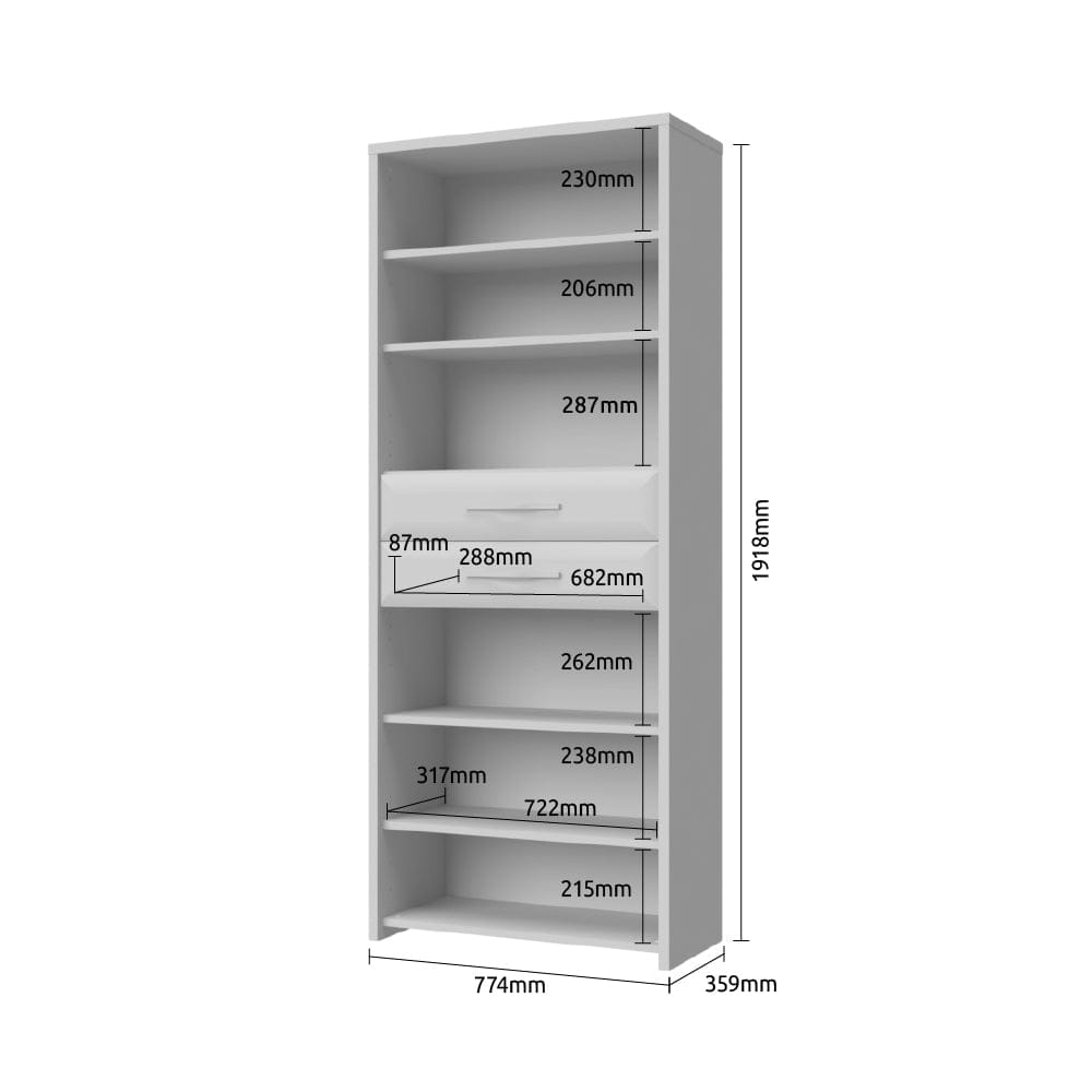 Dulap hol din pal si MDF, cu 4 usi si 2 sertare, Gala V42 Medium Bej / Nuc Pacific, l78xA36xH192 cm (4)