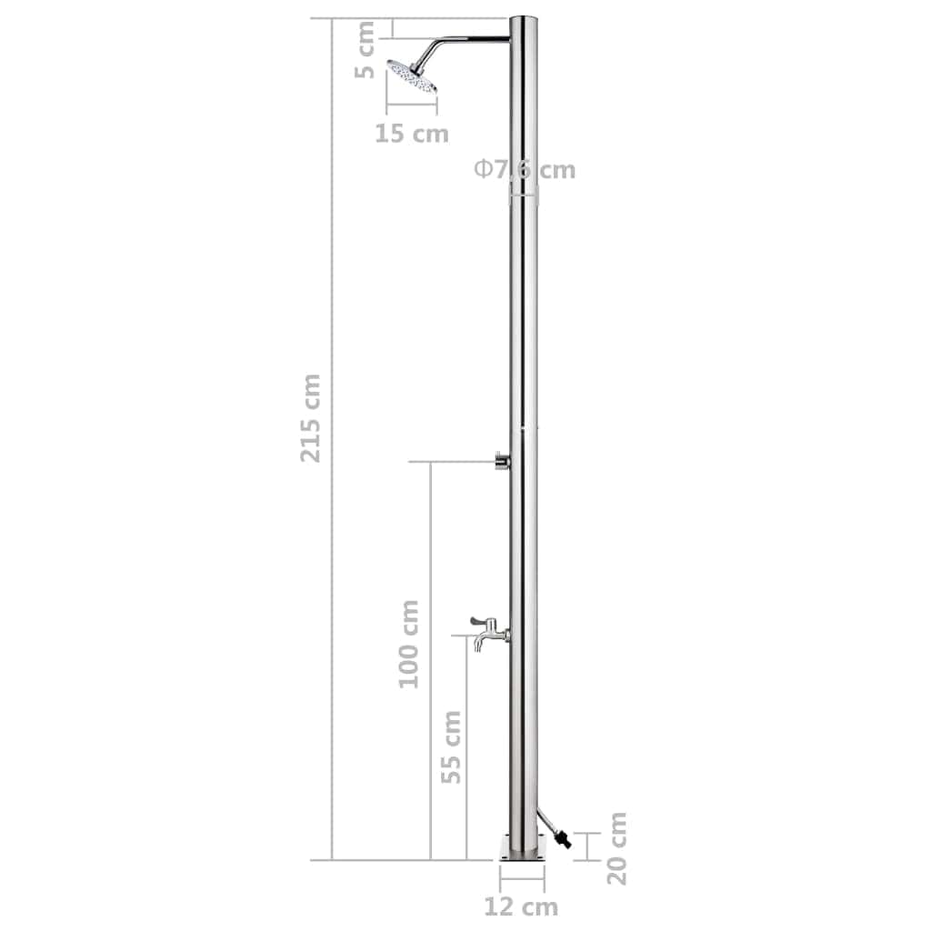 VidaXL Dus de exterior cu platforma, din otel inoxidabil si WPC, Calenda Outdoor Large Gri / Crom, L110xl62xH220 cm