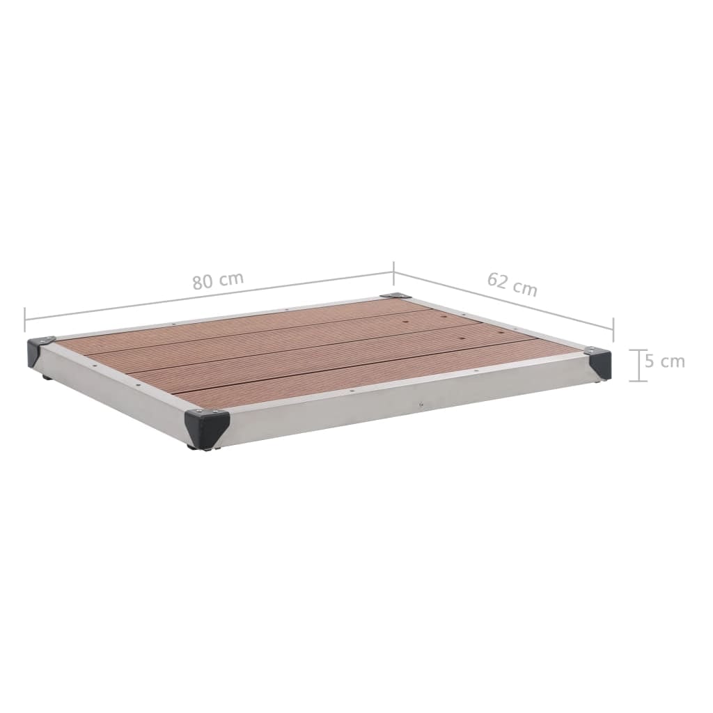 VidaXL Dus de exterior cu platforma, din otel inoxidabil si WPC, Sima Outdoor Small Maro / Aluminiu, L80xl62xH225 cm