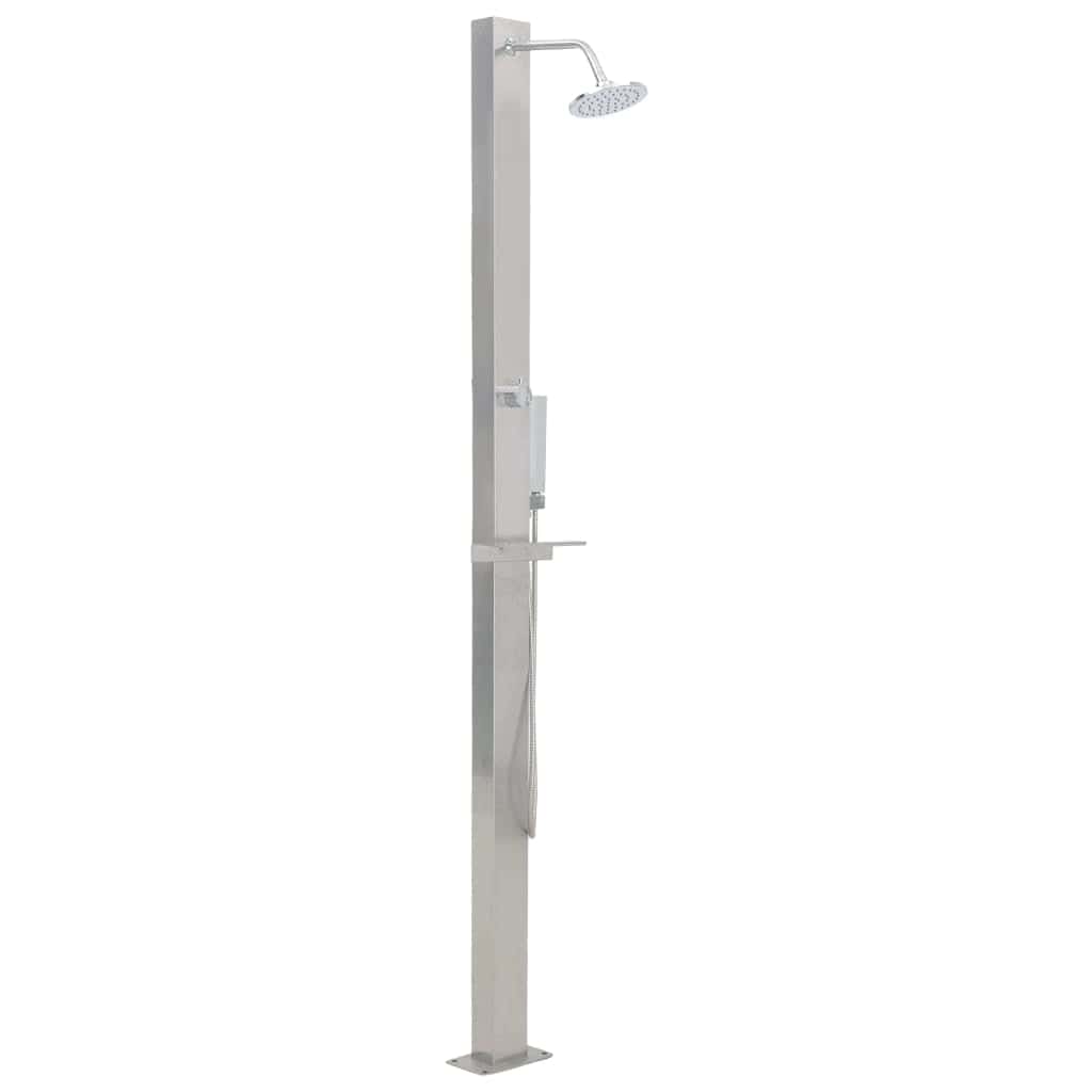 VidaXL Dus de exterior din otel inoxidabil, Sisi Outdoor Straight Aluminiu, L10xl6,5xH210 cm