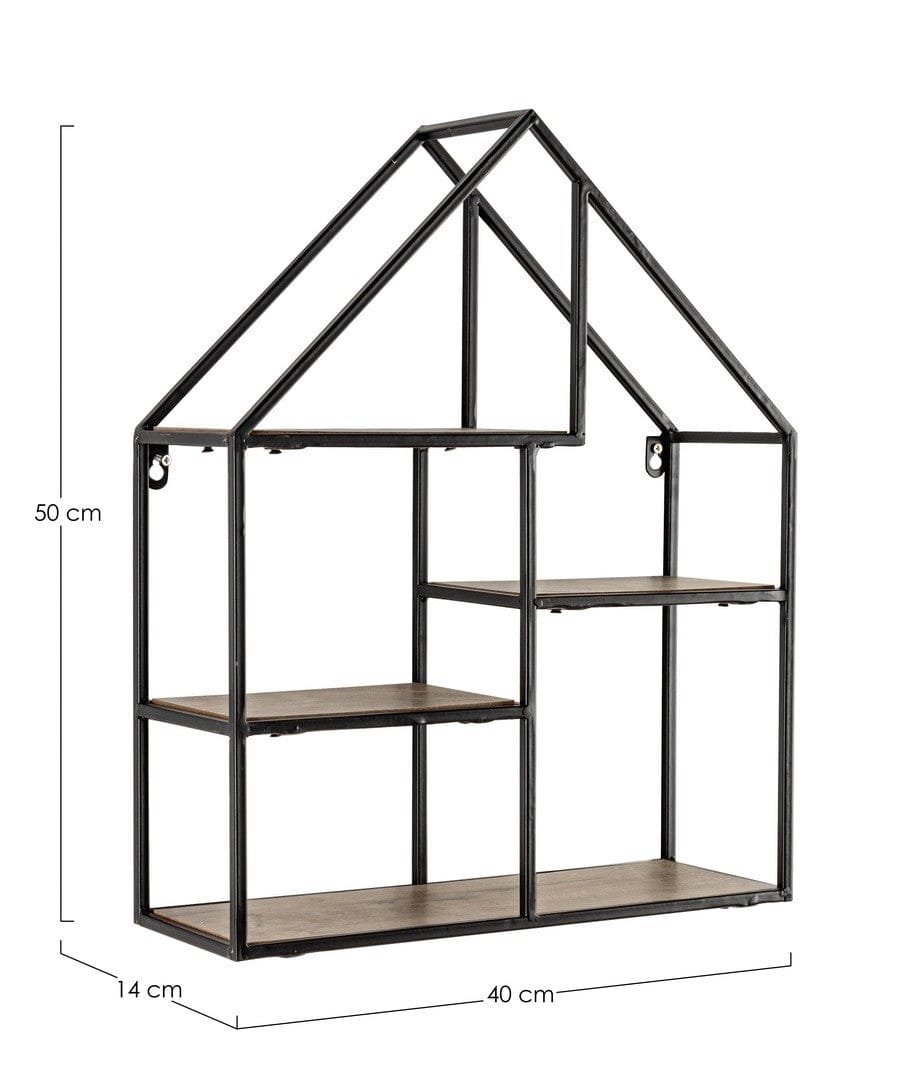 Etajera suspendata din MDF si metal Shape Natural / Negru, l40xA14xH50 cm (3)