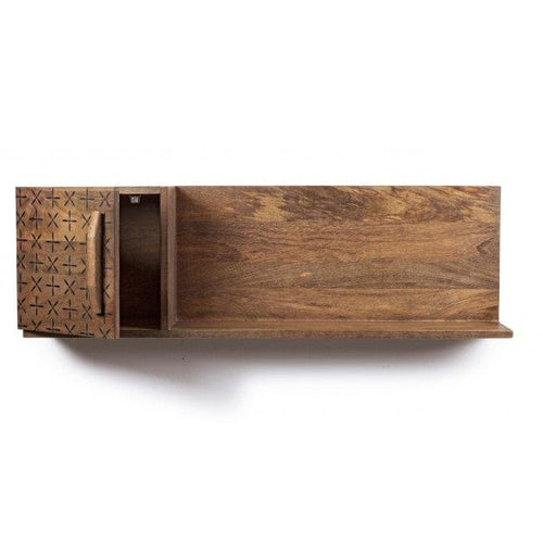 Etajera suspendata din lemn de mango, cu usa pe partea stanga Emira Natural, l103xA20xH31,9 cm (1)