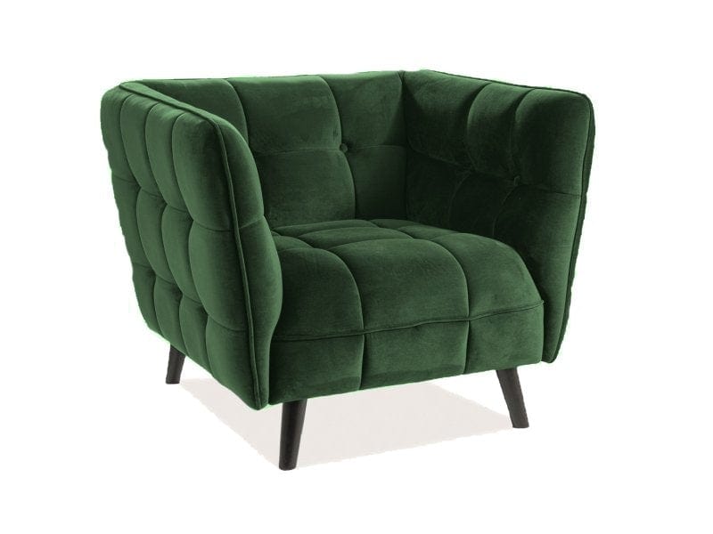 Fotoliu fix tapitat cu stofa, cu picioare din lemn Bellamy Velvet Verde / Wenge, l92xA85xH78 cm