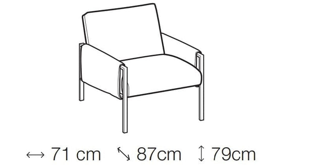 Fotoliu fix tapitat si picioare metalice Andisia, l71xA87xH79 cm (2)