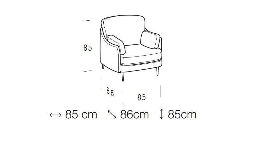 Fotoliu fix tapitat si picioare metalice Glenis, l85xA86xH85 cm (3)