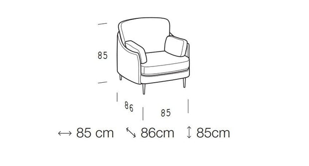 Fotoliu fix tapitat si picioare metalice Glenis, l85xA86xH85 cm (3)