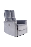 Fotoliu Recliner cu mecanism electric si port USB, tapitat cu stofa, Newlyn Velvet Gri, l76xA94xH96 cm