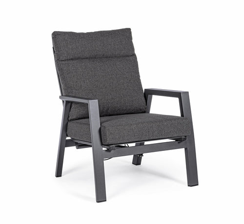 Fotoliu Recliner pentru gradina / terasa, din aluminiu, cu perne detasabile, Kledi Antracit, l72xA81xH98 cm