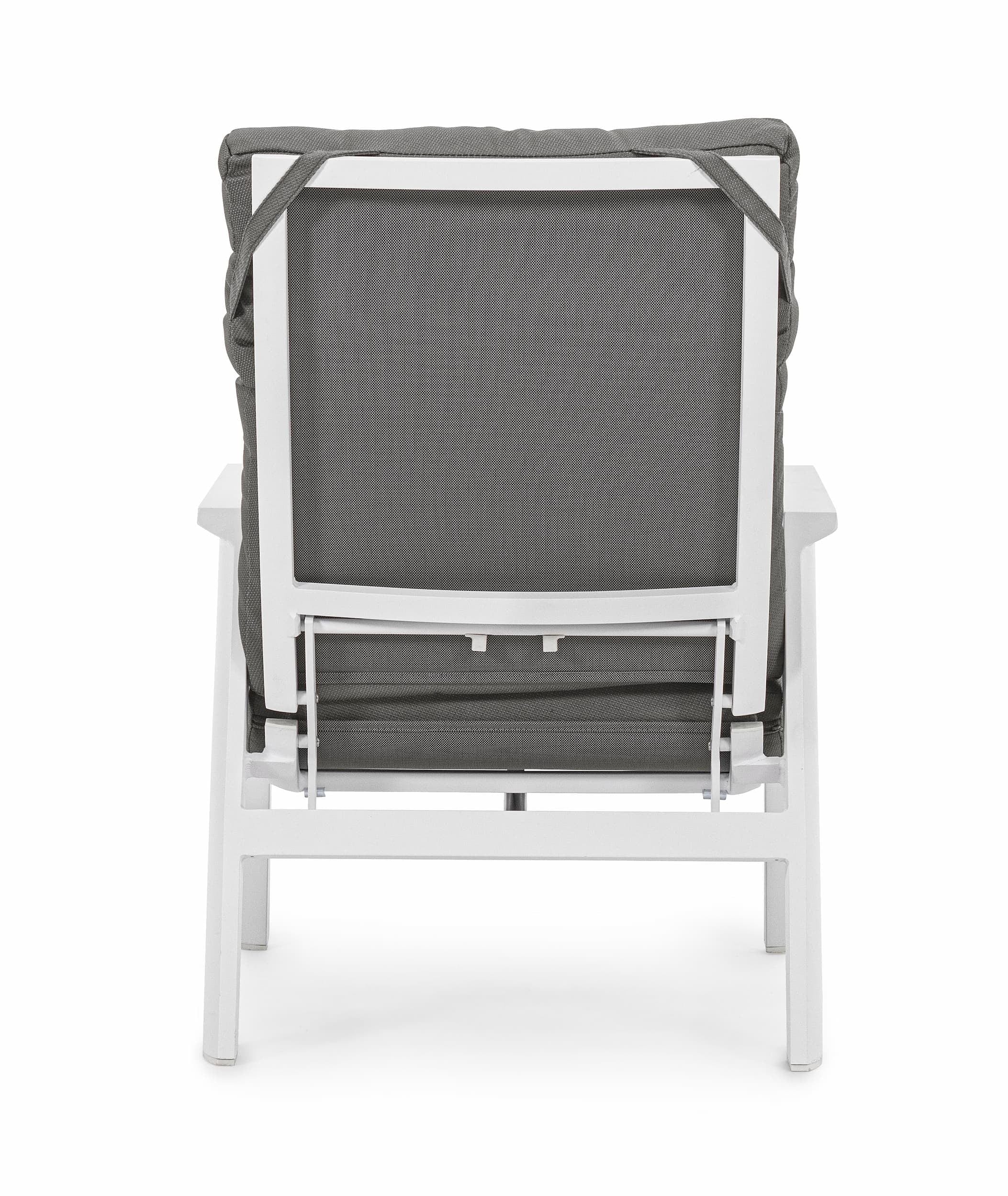 Fotoliu Recliner pentru gradina / terasa, din aluminiu, cu perne detasabile, Kledi Gri / Alb, l72xA81xH98 cm (7)