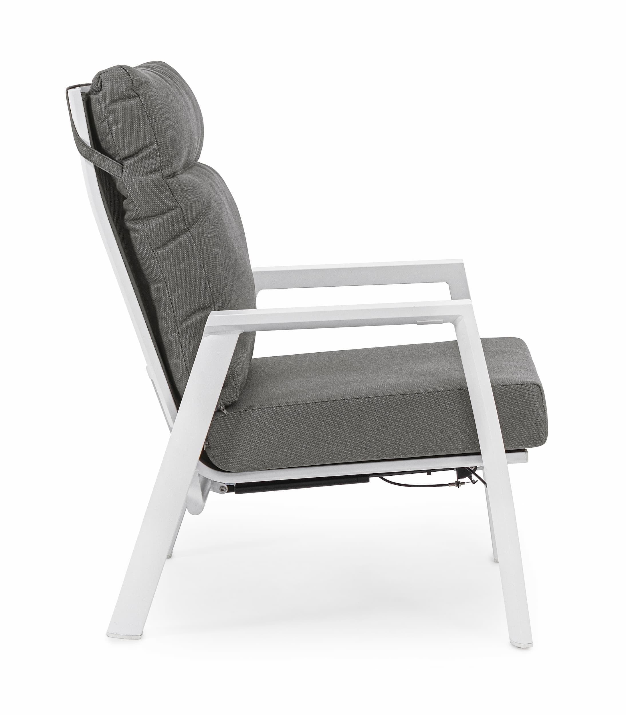 Fotoliu Recliner pentru gradina / terasa, din aluminiu, cu perne detasabile, Kledi Gri / Alb, l72xA81xH98 cm (8)