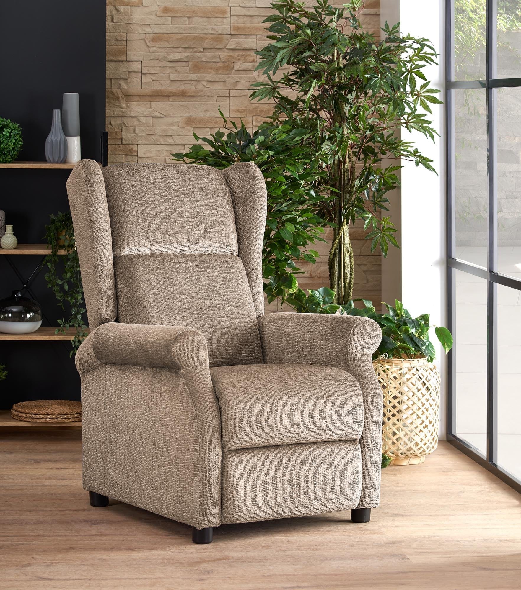 Fotoliu Recliner tapitat cu stofa Agatha Bej, l75xA92xH107 cm (2)