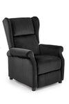 Fotoliu Recliner tapitat cu stofa, Agatha II Velvet Negru, l75xA92xH107 cm