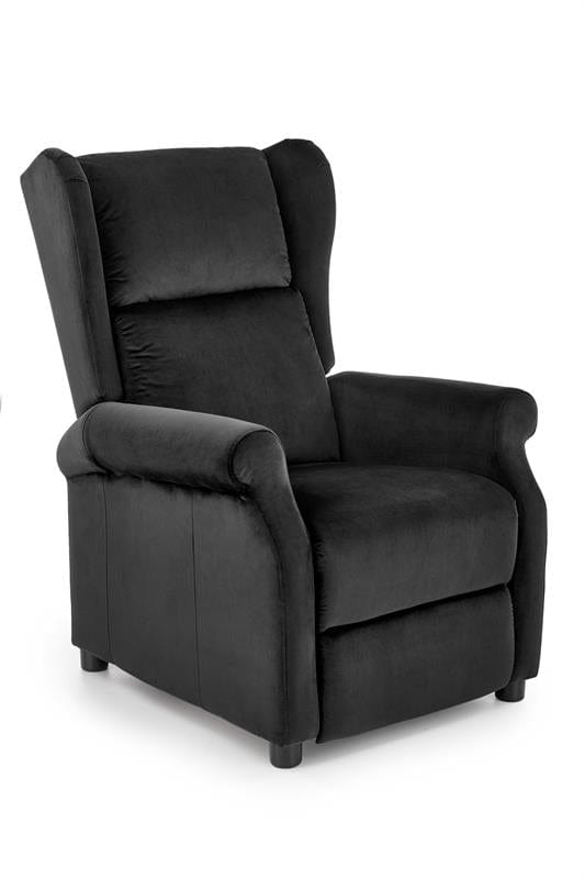 Fotoliu Recliner tapitat cu stofa, Agatha II Velvet Negru, l75xA92xH107 cm