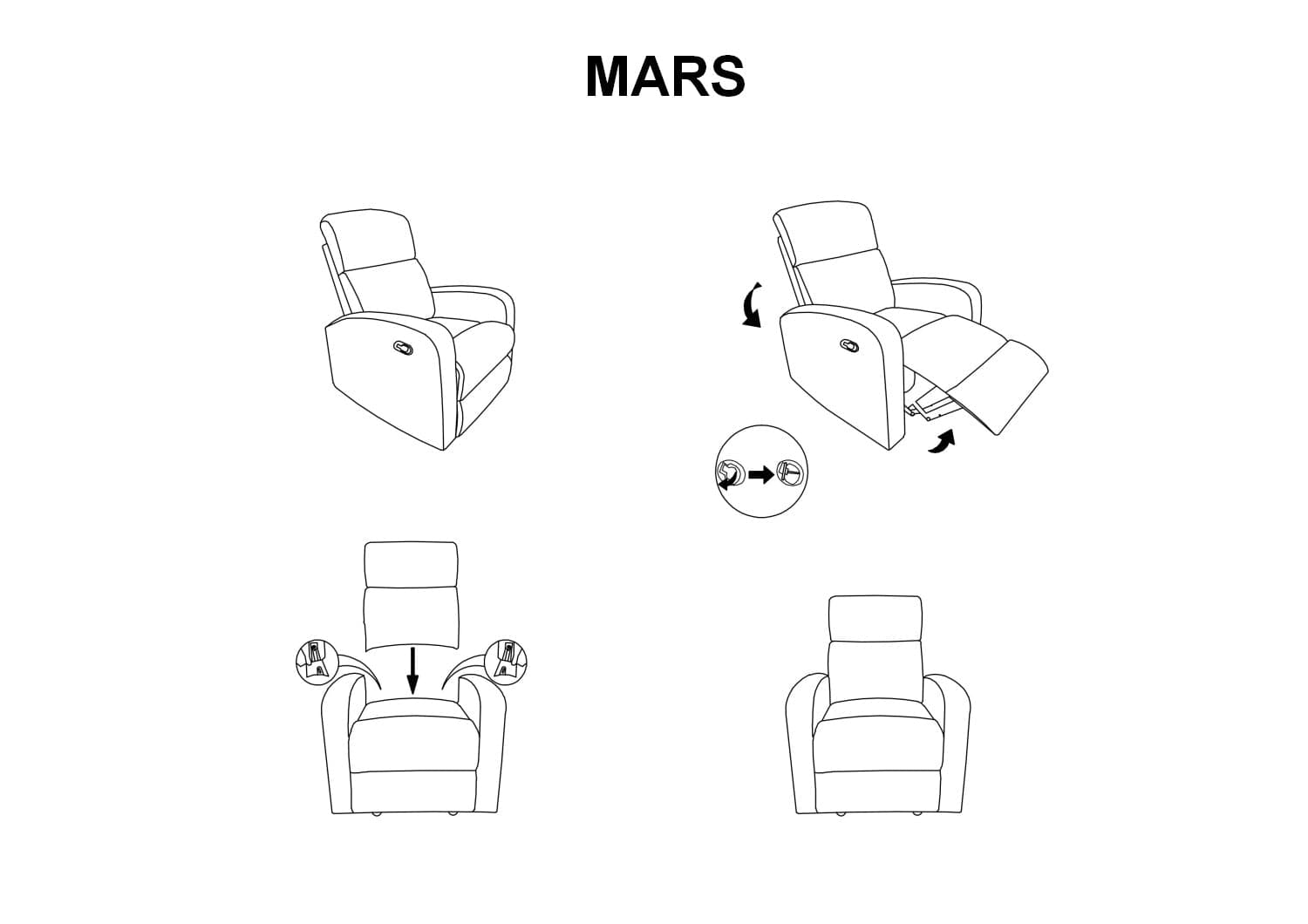 Fotoliu Recliner tapitat cu stofa Marte Gri, l75xA89xH100 cm (1)