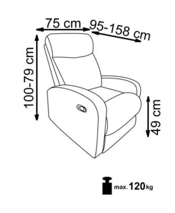 Fotoliu Recliner tapitat cu stofa, Osmond 1S Bej, l75xA95xH100 cm (10)