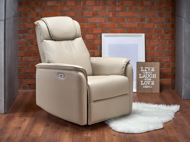 Fotoliu Recliner cu mecanism electric, tapitat cu piele ecologica Parade Crem, l75xA94xH103 cm (3)