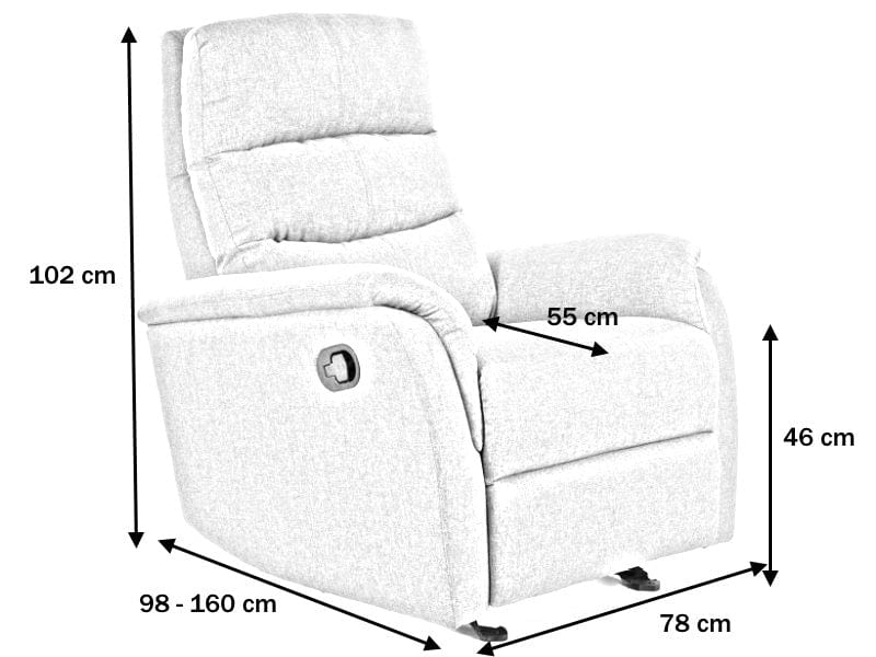 Fotoliu Recliner tapitat cu stofa Jaron Gri, l78xA98xH102 cm (2)