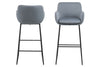 Set 2 scaune de bar tapitate cu stofa si picioare din metal Lisa Albastru Deschis / Negru, l52xA53xH100 cm