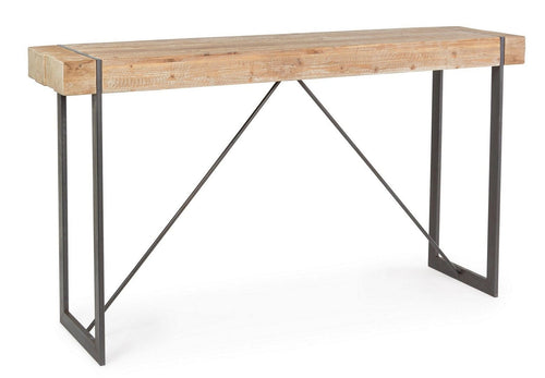 Masa de bar din lemn de brad si metal Garrett Natural / Negru, L200xl50xH110 cm