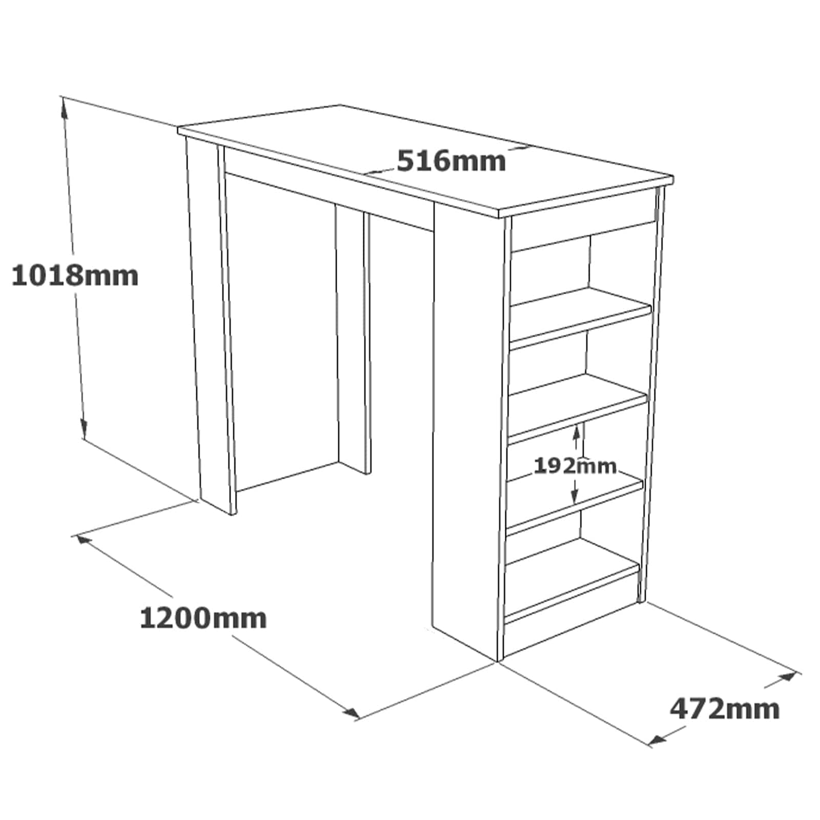 Masa de bar din pal, Style ST1-LA Negru / Natural, L120xl51,6xH101,8 cm (4)