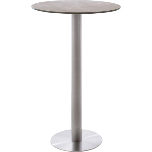 Masa de bar din sticla, ceramica si metal, Zarina 1 Round Cappuccino / Crom, Ø65xH105 cm