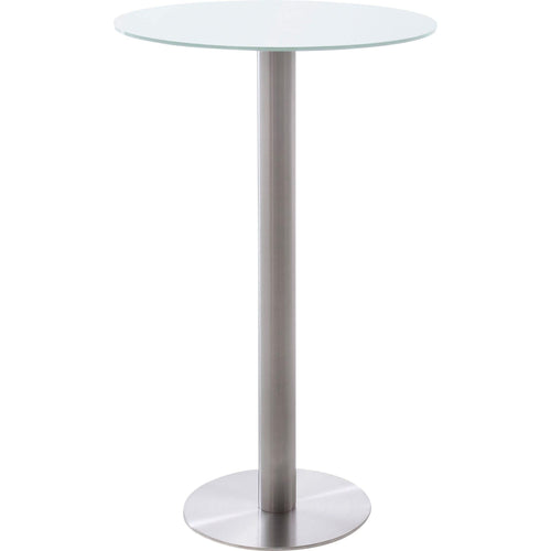 MCA Furniture Masa de bar din sticla si metal, Zarina 1 Round Alb / Crom, Ø65xH105 cm