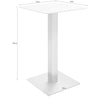 MCA Furniture Masa de bar din sticla si metal, Zarina 2 Square Alb / Crom, L70xl70xH105 cm