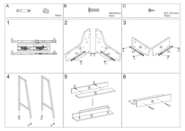 Masa de birou din MDF si metal, cu 2 sertare Benny-168 Stejar / Maro Inchis, L77xl48xH89 cm (4)