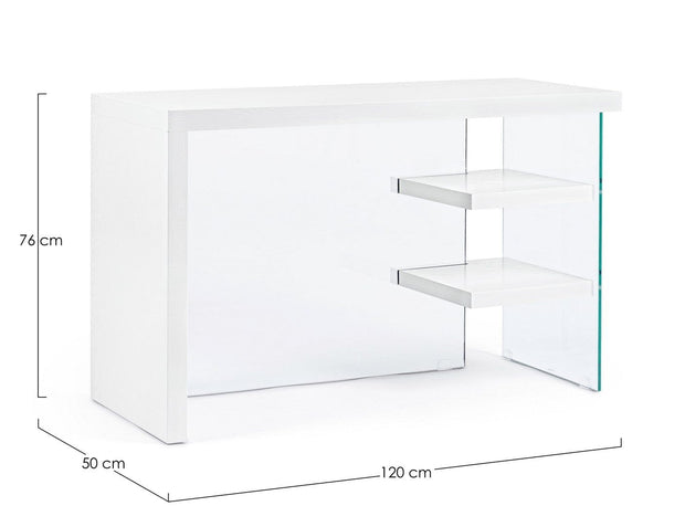 Masa de birou din MDF si sticla Line Alb / Transparent, L120xl50xH76 cm (8)