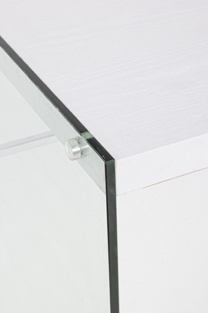 Masa de birou din MDF, sticla si metal, cu 1 sertar Suami Alb, L122xl60xH76 cm (7)