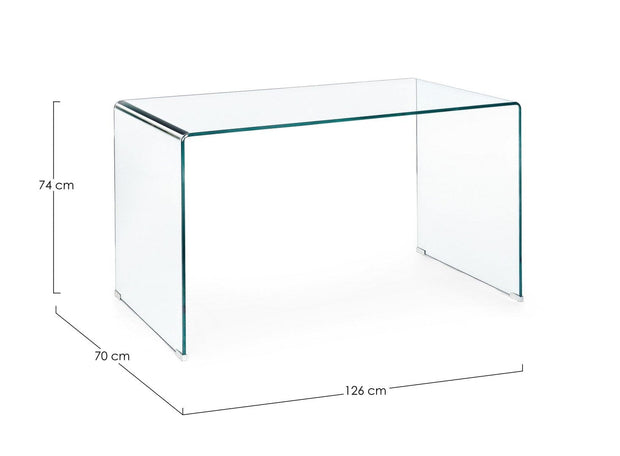 Masa de birou din sticla Iride Transparent, L126xl70xH74 cm (5)