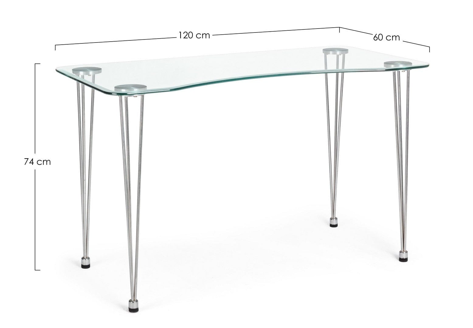 Masa de birou din sticla si metal Rondo Transparent / Crom, L120xl60xH74 cm (4)