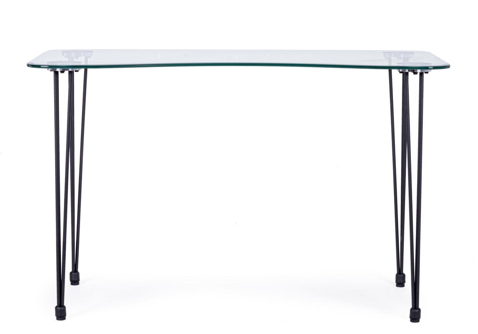 Masa de birou din sticla si metal Rondo Transparent / Negru, L120xl60xH74 cm (2)