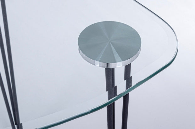 Masa de birou din sticla si metal Rondo Transparent / Negru, L120xl60xH74 cm (4)